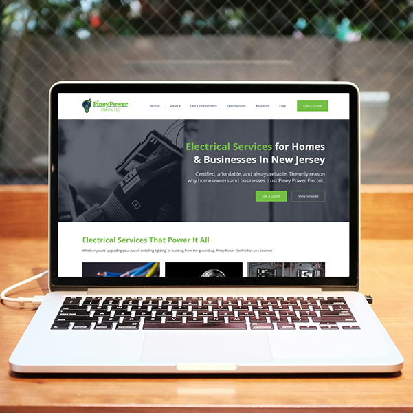 Piney Power Website Display on Laptop